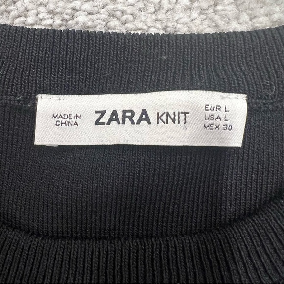 Zara Knit Lace Up Top Women’s Sz L Black - Picture 3 of 7